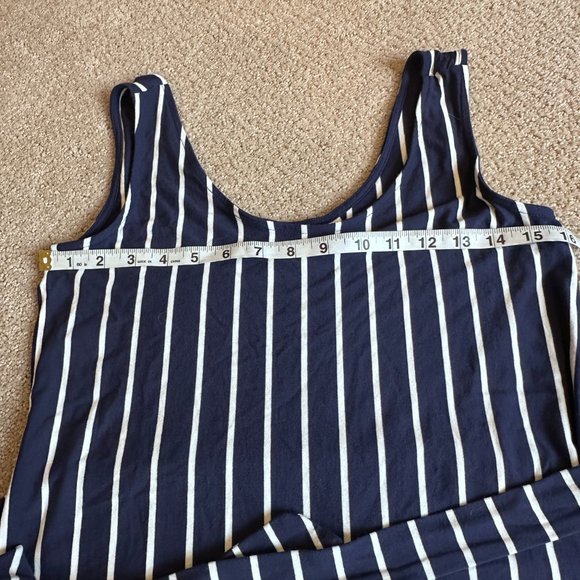 C&C California Dress Midi Tank Jersey Knit Navy White Stripe Coastal Boho SMALL - Picture 4 of 8